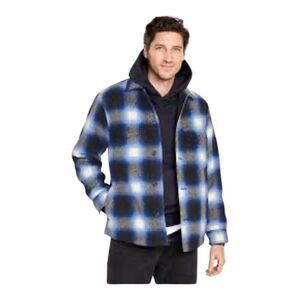 Old Navy Mens Cobalt Blue Plaid Shacket Shirt Jacket XXXL NWOT